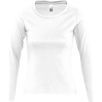 vaatteet Naiset T-paidat pitkillä hihoilla Sols MAJESTIC COLORS GIRL Valkoinen