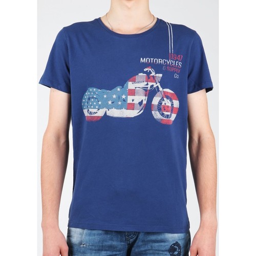 vaatteet Miehet T-paidat & Poolot Wrangler S/S Biker Flag Tee W7A53FK 1F Sininen