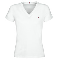vaatteet Naiset Lyhythihainen t-paita Tommy Hilfiger HERITAGE V-NECK TEE Valkoinen