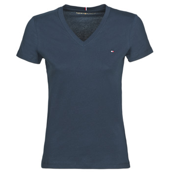 vaatteet Naiset Lyhythihainen t-paita Tommy Hilfiger HERITAGE V-NECK TEE Laivastonsininen