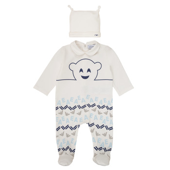 vaatteet Pojat pyjamat / yöpaidat Emporio Armani 6HHV08-4J3IZ-0101 Valkoinen / Sininen