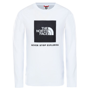 vaatteet Pojat T-paidat pitkillä hihoilla The North Face NEW BOX LOGO TEE Valkoinen
