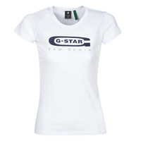 vaatteet Naiset Lyhythihainen t-paita G-Star Raw GRAPHIC 20 SLIM R T WMN SS Valkoinen 
