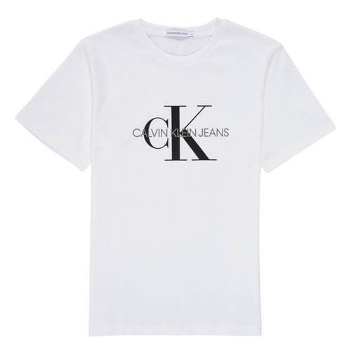 vaatteet Lapset Lyhythihainen t-paita Calvin Klein Jeans MONOGRAM Valkoinen