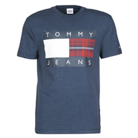 vaatteet Miehet Lyhythihainen t-paita Tommy Jeans TJM PLAID CENTRE FLAG TEE Laivastonsininen