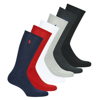 Alusvaatteet Korkeavartiset sukat Polo Ralph Lauren ASX110 6 PACK COTTON Musta / Punainen / Laivastonsininen / Harmaa / Harmaa / Valkoine