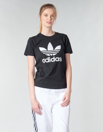 vaatteet Naiset Lyhythihainen t-paita adidas Originals TREFOIL TEE Musta