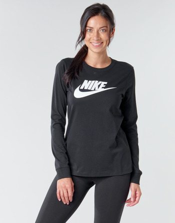 vaatteet Naiset T-paidat pitkillä hihoilla Nike W NSW TEE ESSNTL LS ICON FTR Musta