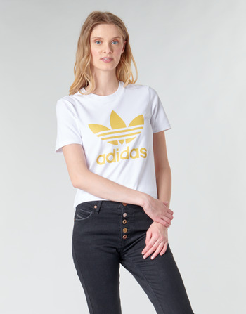 vaatteet Naiset Lyhythihainen t-paita adidas Originals TREFOIL TEE Valkoinen