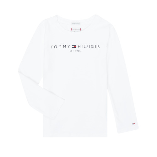 vaatteet Tytöt T-paidat pitkillä hihoilla Tommy Hilfiger ESSENTIAL TEE L/S Valkoinen