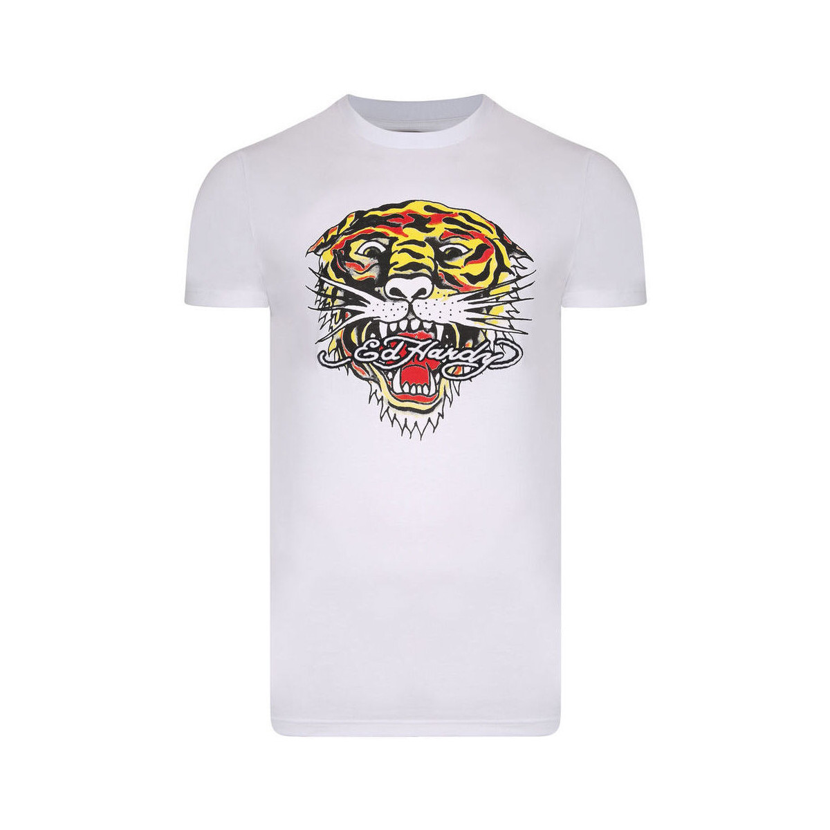 vaatteet Miehet Lyhythihainen t-paita Ed Hardy Mt-tiger t-shirt Valkoinen