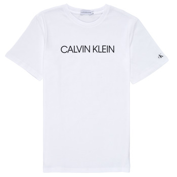 vaatteet Pojat Lyhythihainen t-paita Calvin Klein Jeans INSTITUTIONAL T-SHIRT Valkoinen