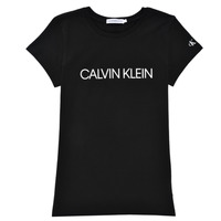 vaatteet Tytöt Lyhythihainen t-paita Calvin Klein Jeans INSTITUTIONAL T-SHIRT Musta