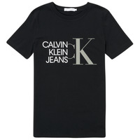 vaatteet Pojat Lyhythihainen t-paita Calvin Klein Jeans HYBRID LOGO FITTED T-SHIRT Musta