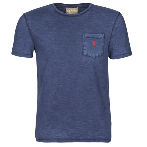 vaatteet Miehet Lyhythihainen t-paita Polo Ralph Lauren T-SHIRT AJUSTE COL ROND EN COTON LOGO PONY PLAYER Sininen