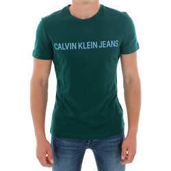 vaatteet Miehet Lyhythihainen t-paita Calvin Klein Jeans J30J307856 383 GREEN Verde oscuro
