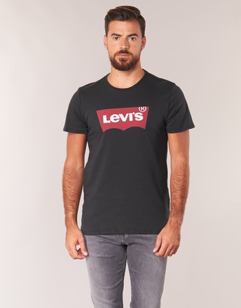 vaatteet Miehet T-paidat pitkillä hihoilla Levi's GRAPHIC SET IN Musta