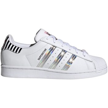 kengät Naiset Matalavartiset tennarit adidas Originals Superstar Valkoiset, Hopeanväriset