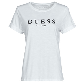 vaatteet Naiset Lyhythihainen t-paita Guess ES SS GUESS 1981 ROLL CUFF TEE Valkoinen