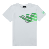 vaatteet Pojat Lyhythihainen t-paita Emporio Armani EA7 THAMIA Valkoinen / Vihreä