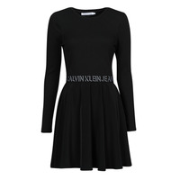 vaatteet Naiset Lyhyt mekko Calvin Klein Jeans LOGO ELASTIC DRESS Musta