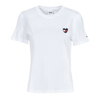 vaatteet Naiset Lyhythihainen t-paita Tommy Jeans TJW REGULAR HOMESPUN HEART TEE Valkoinen