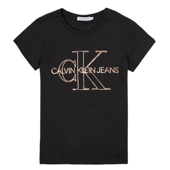 vaatteet Tytöt Lyhythihainen t-paita Calvin Klein Jeans TIZIE Musta