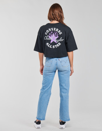 Converse CHUCK INSPIRED HYBRID FLOWER OVERSIZED CROPPED TEE Musta