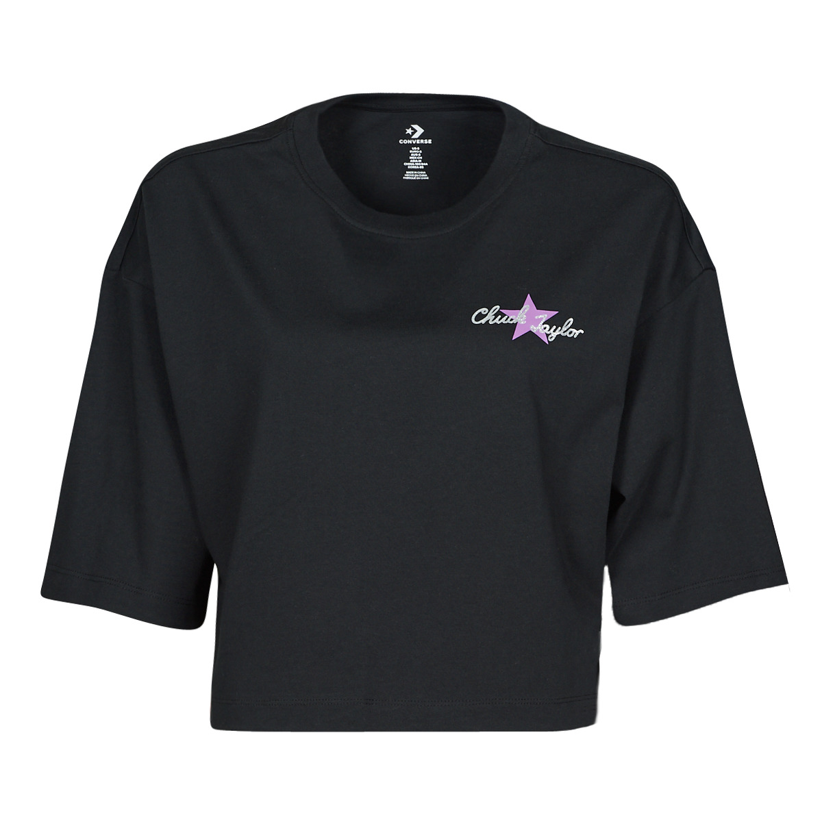 vaatteet Naiset Lyhythihainen t-paita Converse CHUCK INSPIRED HYBRID FLOWER OVERSIZED CROPPED TEE Musta