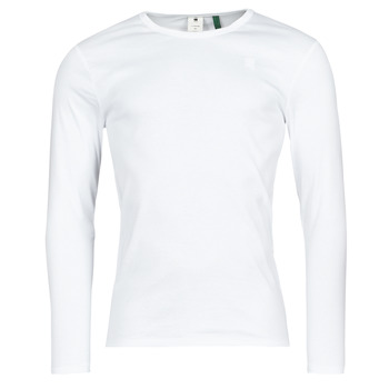 vaatteet Miehet T-paidat pitkillä hihoilla G-Star Raw BASE R T LS 1-PACK Valkoinen