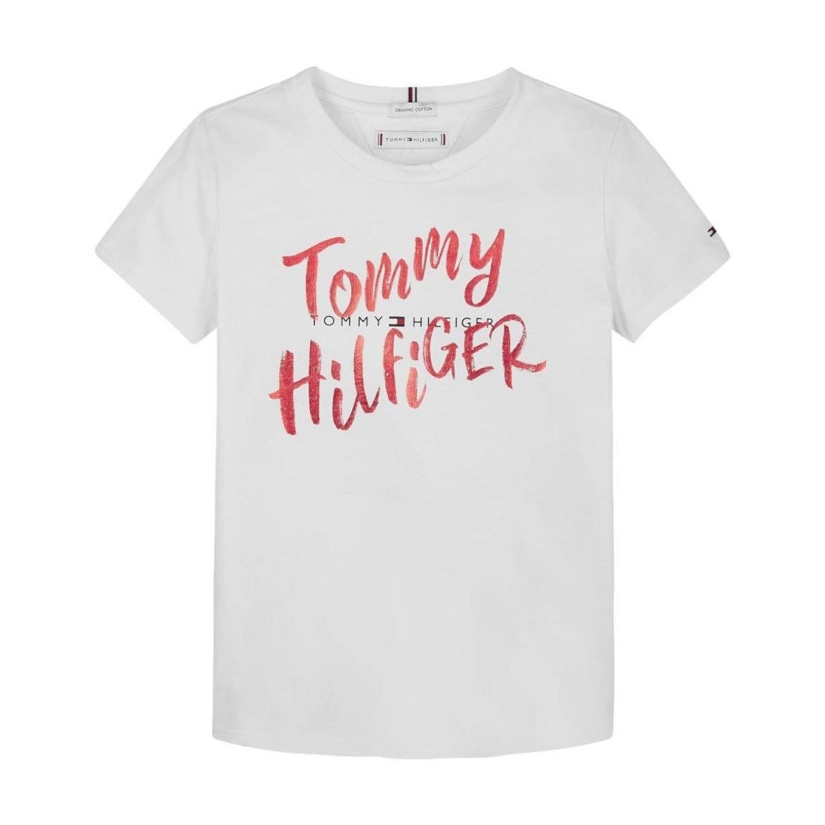 vaatteet Tytöt Lyhythihainen t-paita Tommy Hilfiger  Valkoinen