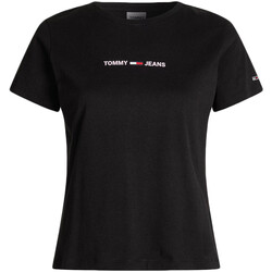 vaatteet Naiset Lyhythihainen t-paita Tommy Jeans DW0DW09818 Musta