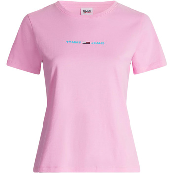 vaatteet Naiset Lyhythihainen t-paita Tommy Jeans DW0DW09818 Vaaleanpunainen