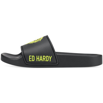kengät Naiset Tennarit Ed Hardy Sexy beast sliders black-fluo yellow Musta