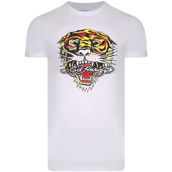 vaatteet Miehet Lyhythihainen t-paita Ed Hardy - Tiger mouth graphic t-shirt white Valkoinen