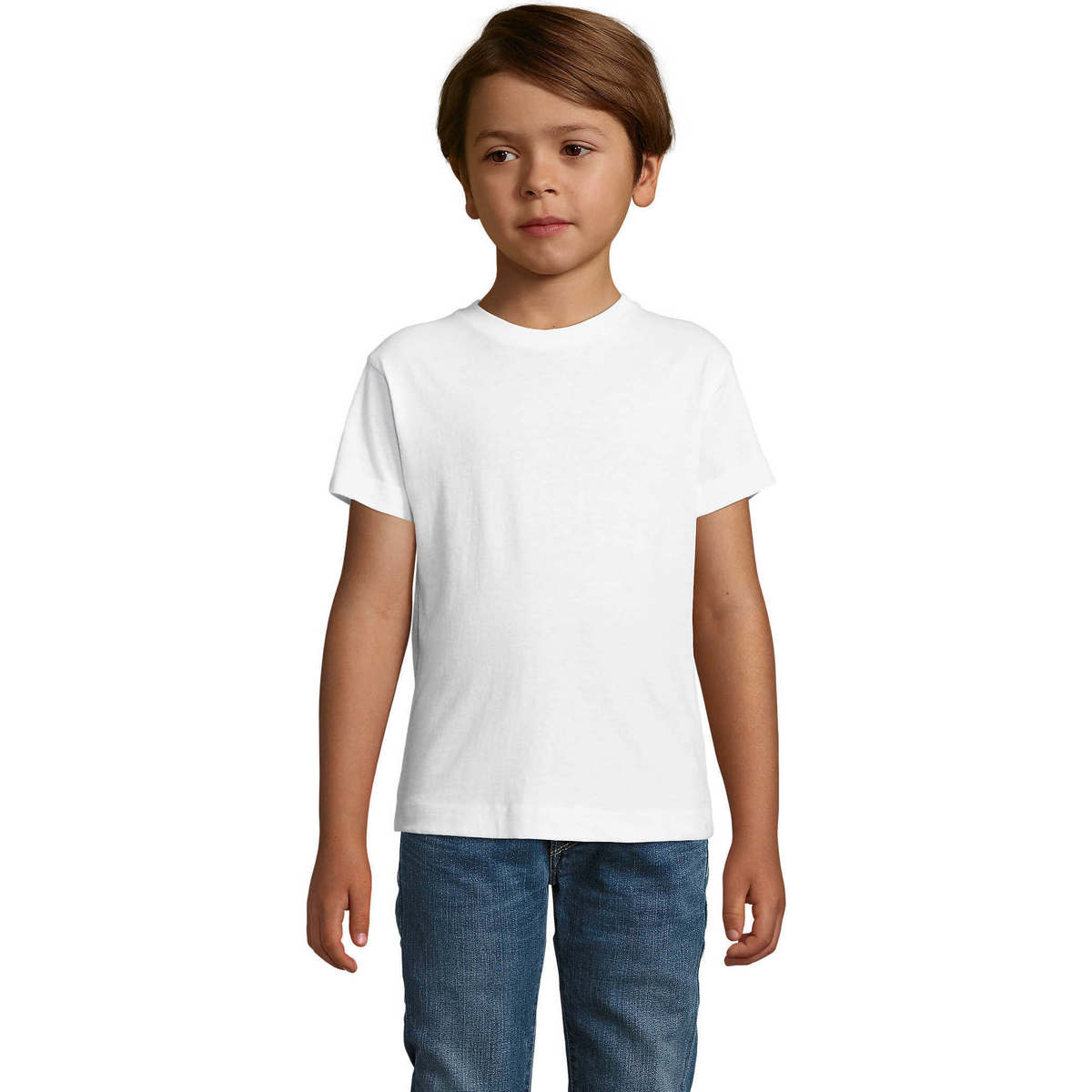 vaatteet Lapset Lyhythihainen t-paita Sols REGENT FIT CAMISETA MANGA CORTA Valkoinen