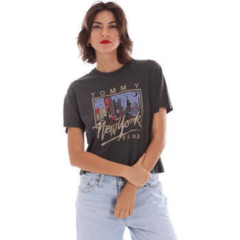 vaatteet Naiset Lyhythihainen t-paita Tommy Jeans DW0DW09823 Harmaa