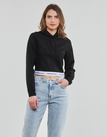 vaatteet Naiset Svetari Calvin Klein Jeans CONTRAST TAPE MILANO HOODIE Musta