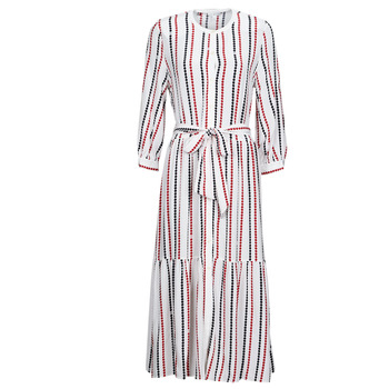 vaatteet Naiset Pitkä mekko Tommy Hilfiger VISCOSE MIDI SHIRT DRESS 3/4 SLV Valkoinen / Sininen / Punainen