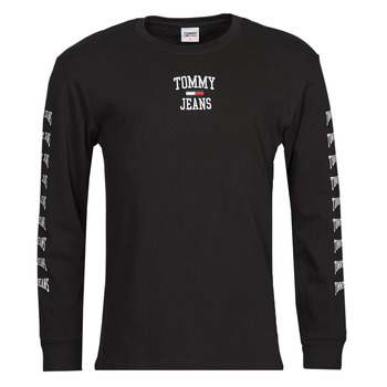 vaatteet Miehet T-paidat pitkillä hihoilla Tommy Jeans TJM HOMESPUN GRAPHIC LS TEE Musta