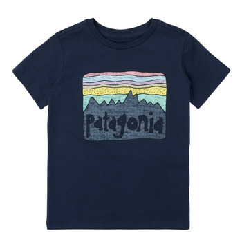 vaatteet Lapset Lyhythihainen t-paita Patagonia BABY FITZ ROY SKIES T-SHIRT Laivastonsininen