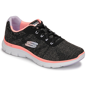 kengät Naiset Matalavartiset tennarit Skechers FLEX APPEAL 4.0 Musta / Vaaleanpunainen