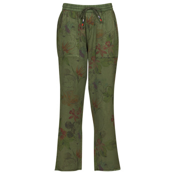 vaatteet Naiset 5-taskuiset housut Desigual PANT_MICKEY CAMO FLOWERS Khaki / Monivärinen