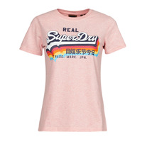 vaatteet Naiset Lyhythihainen t-paita Superdry VL TEE Vaaleanpunainen