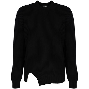 vaatteet Miehet Neulepusero Les Hommes LHK108 647U | Round Neck Asymetric Sweater Musta