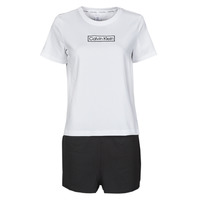 vaatteet Naiset pyjamat / yöpaidat Calvin Klein Jeans PYJAMA SET SHORT Musta / Valkoinen