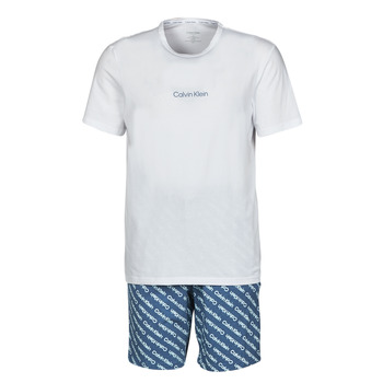 vaatteet Miehet pyjamat / yöpaidat Calvin Klein Jeans SHORT SET Laivastonsininen / Valkoinen
