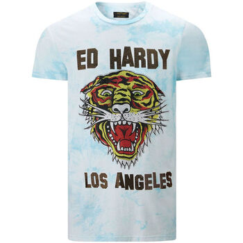 vaatteet Miehet Lyhythihainen t-paita Ed Hardy - Los tigre t-shirt turquesa Sininen