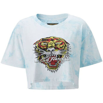 vaatteet Miehet Lyhythihainen t-paita Ed Hardy - Los tigre grop top turquesa Sininen
