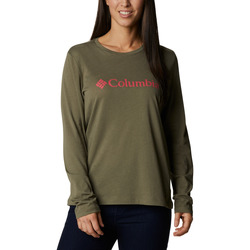 vaatteet Naiset T-paidat pitkillä hihoilla Columbia Lodge Relaxed Ls Vihreä